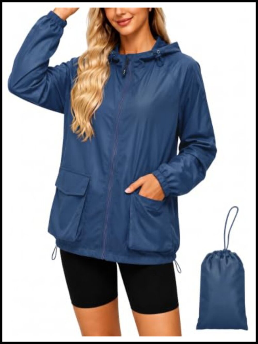 Packable Hooded Waterproof Rain Jacket Windbreaker